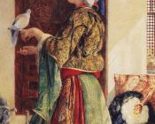 Girl with Two Caged Doves - 约翰·费德里克·里维斯